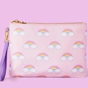 NEW STONEY CLOVER LANE X TARGET LIGHT PINK RAINBOW PRINT FLAT POUCH